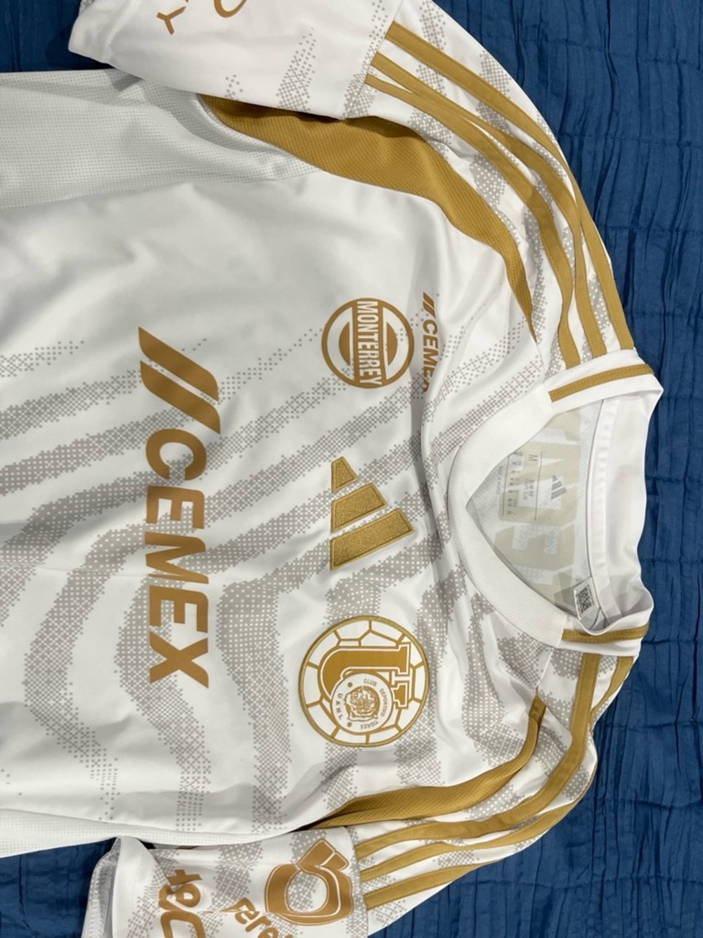 adidas White and Gold Monterrey Youth Soccer Jersey